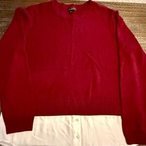 The Limited Women’s Cranberry Sweater with White Button Up